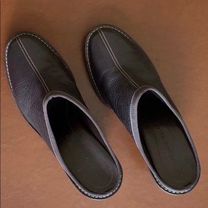 ANTONIO MELANI Brown Leather Wedge Clogs